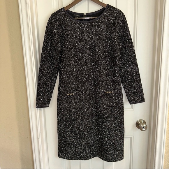 Talbots knit tweed black shift career dress women 4 - Picture 2 of 13